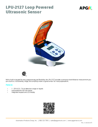 Thumbnail of document Data Sheet - LPU-2127 Loop Powered Ultrasonic Sensor